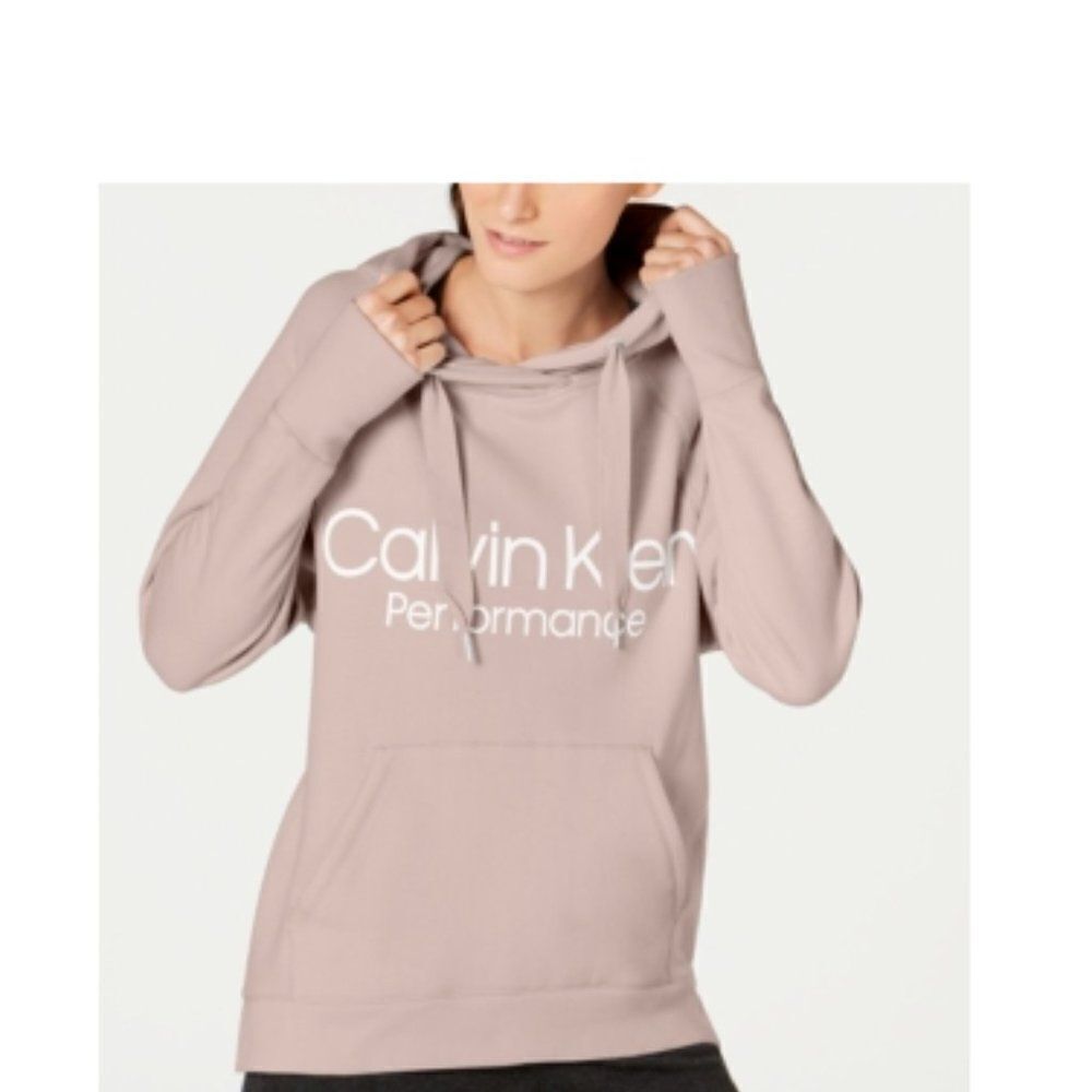 Calvin Klein Performance Logo Women's Pink Hoodie Sweatshirt Size Medium